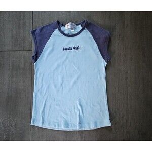 Vintage Y2K Suzuki Raglan T-Shirt XL Juniors Motorcycle Blue 90's Embroidered